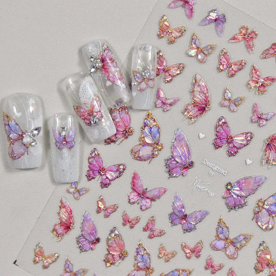 5D Aurora Butterfly Nail Art Stickers | Self-Adhesive Decals Nail Art Stickers QXL