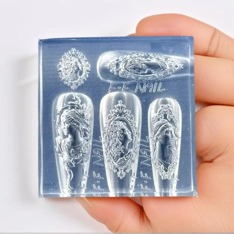 3D Silicone Nail Art Mold – European Bow & Frame DIY Design Silicone Nail Mold QXL