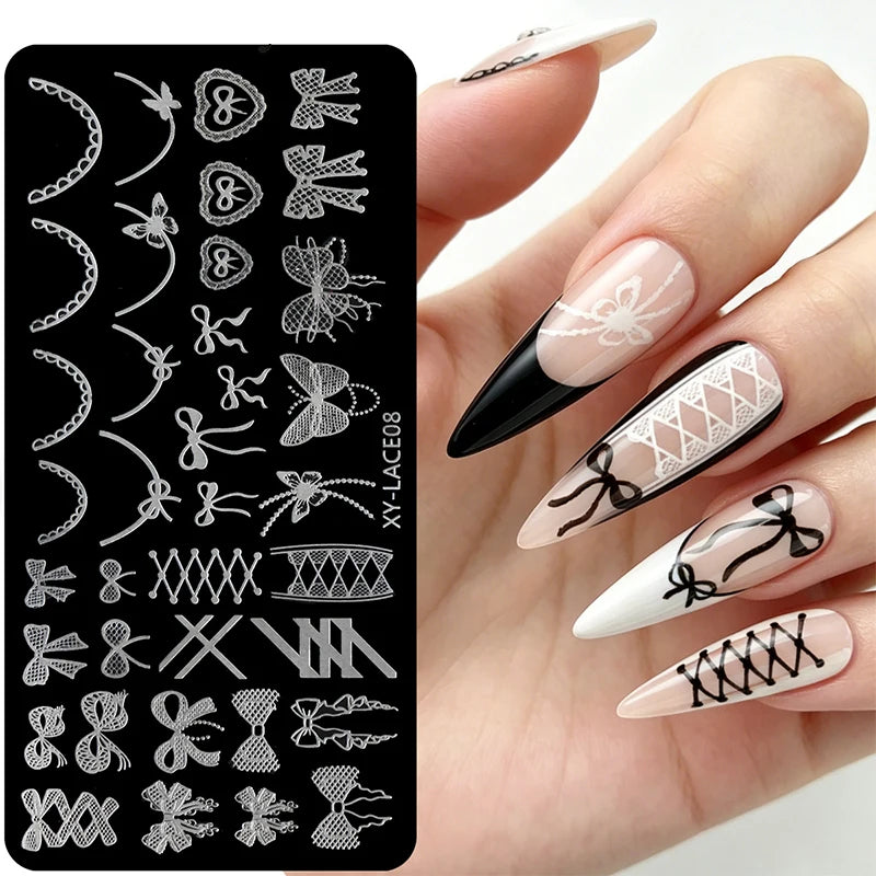 3D Lace & Bow Nail Art Stamping Plate | 30+ Designs Nail Stamping Plate QXL
