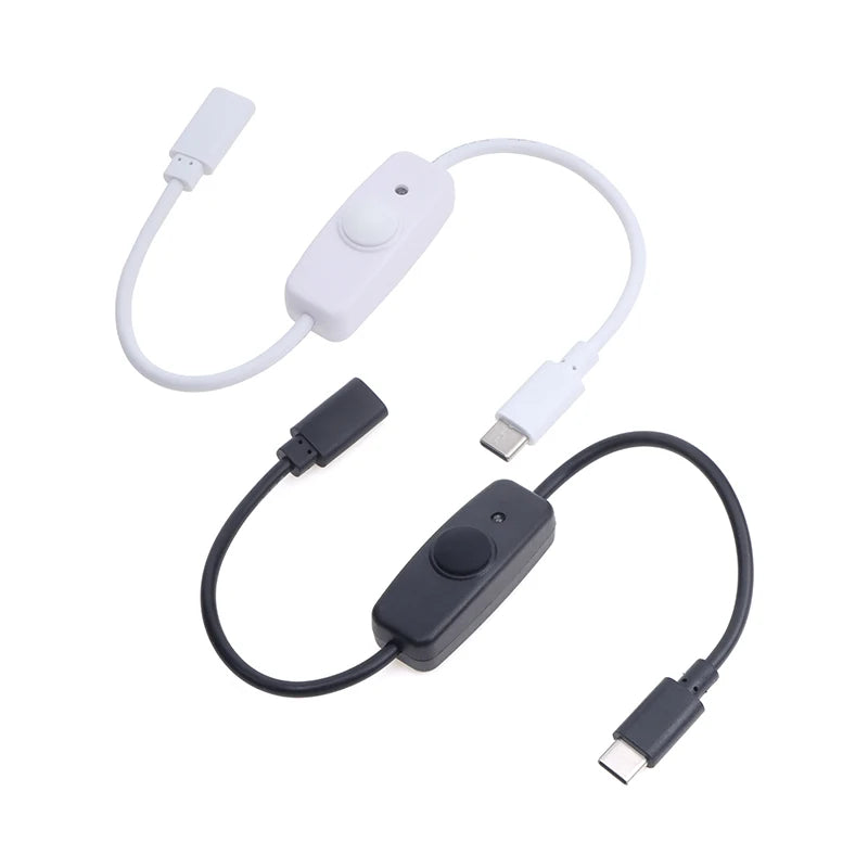 USB-C Extension Cable with ON/OFF Switch Button – 30cm USB Switch Cable QXL