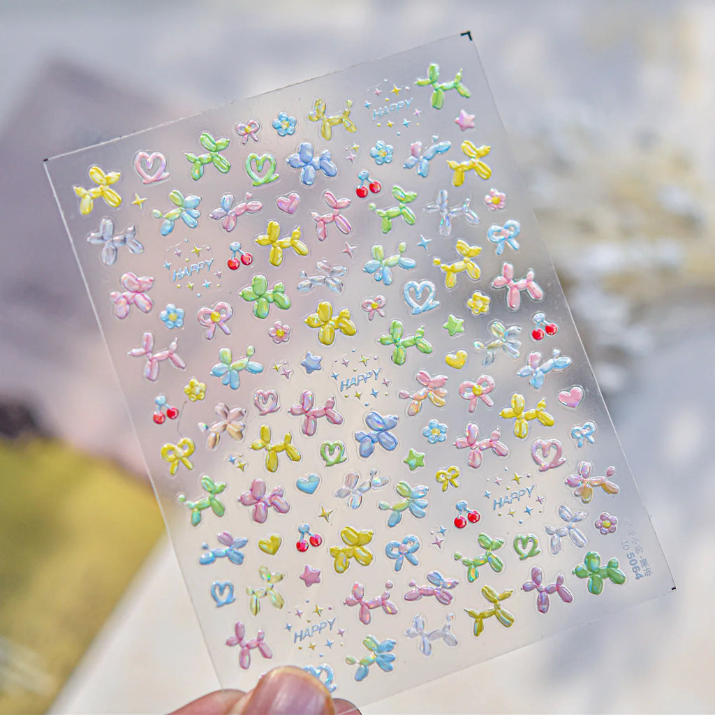 5D Cute Puppy Bowknot Nail Art Stickers | Self-Adhesive Decals Nail Art Stickers QXL