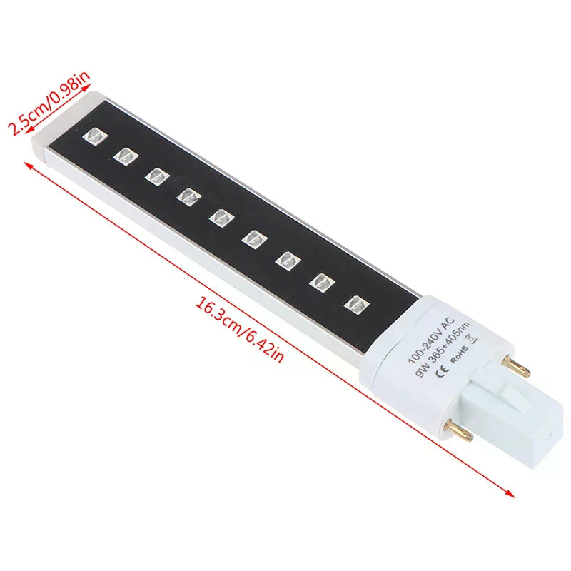 9W UV LED Nail Lamp Bulb | 9 LEDs Dual Wavelength Gel Curing Nail Lamp Bulb QXL