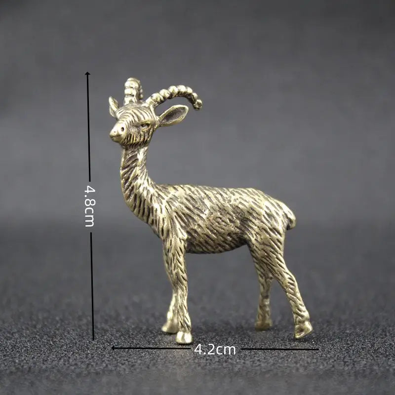 Brass Retro Goat Figurine | Desktop Tea Pet Miniature Ornament Metal Figurine QXL 1pcs