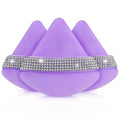 3-Pack Diamond Triangle Velvet Powder Puffs | Makeup Sponge Set Makeup Powder Puff QXL Purple-3pcs