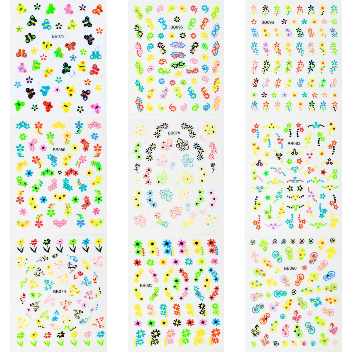 5D Kawaii Nail Art Stickers – Butterfly Flower Bow Decals Nail Art Stickers QXL