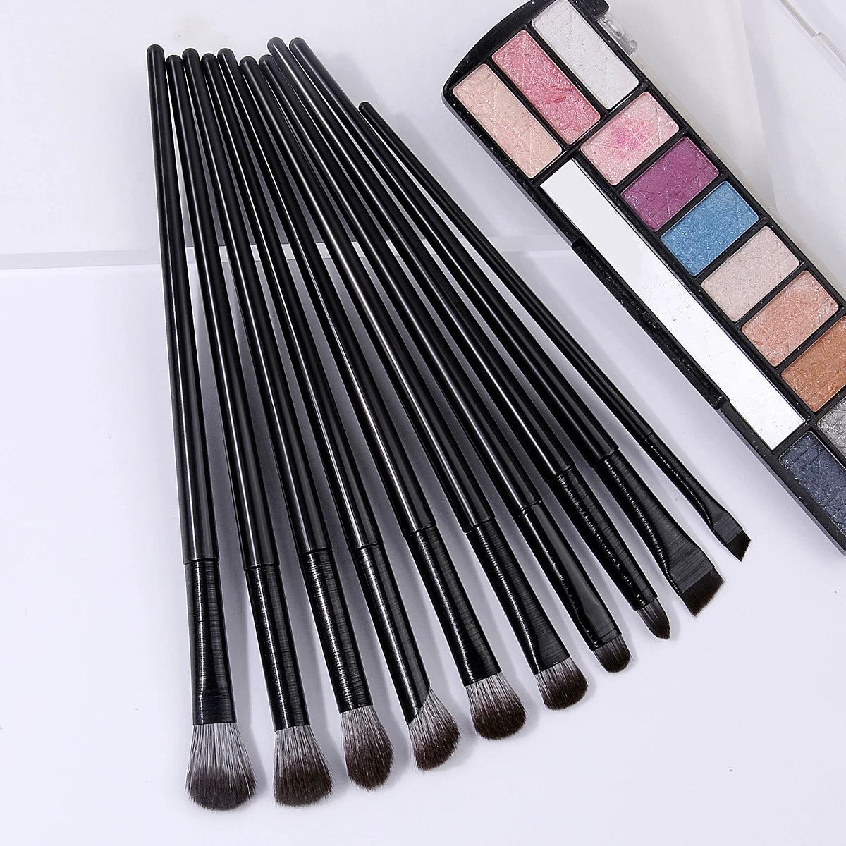 KOSSHOW 10-Pc Eye Makeup Brush Kit | Smoky & Natural Looks Eye Makeup Brush Set QXL
