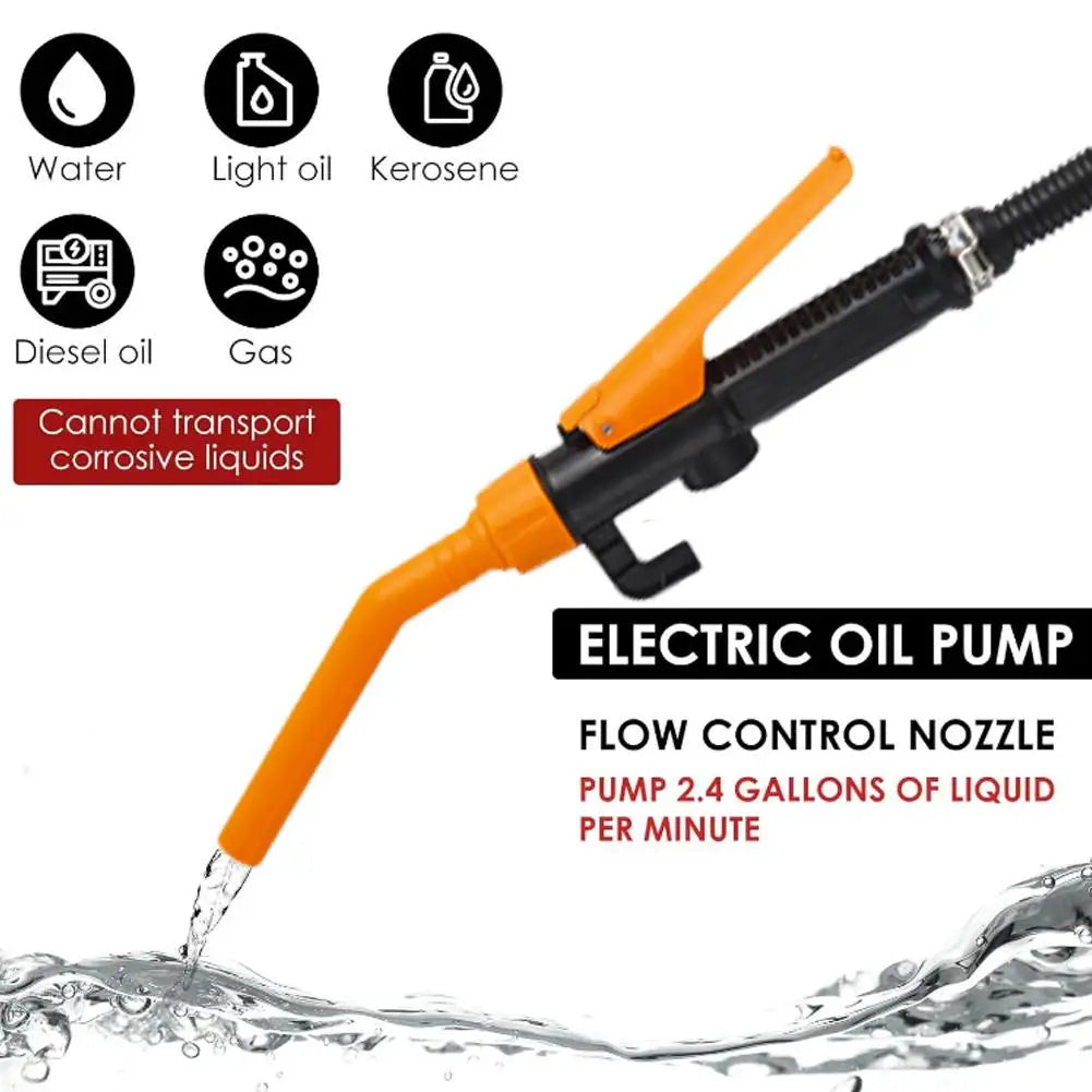 Battery-Powered Fuel Transfer Pump | Gas & Oil with Flow Nozzle Fuel Transfer Pump QXL