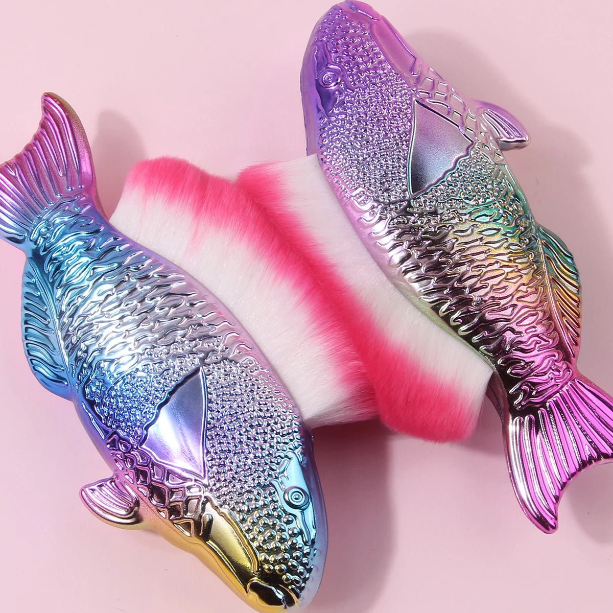 2-Pack Fish-Shaped Rainbow Gradient Makeup Brushes – Blush & Powder Makeup Brush Set QXL