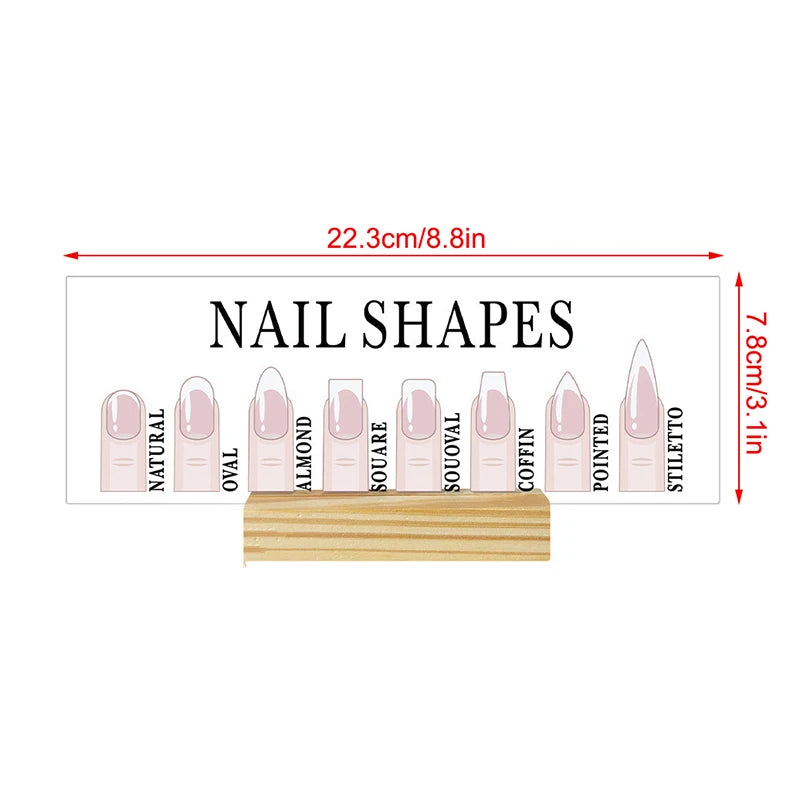 Acrylic Nail Shape Display Board with Wood Base | Salon Decor Nail Display Stand QXL
