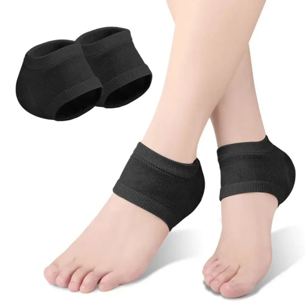 Gel Heel Protector Socks | Silicone Cushion Pads – 1 Pair Gel Heel Protector QXL Black