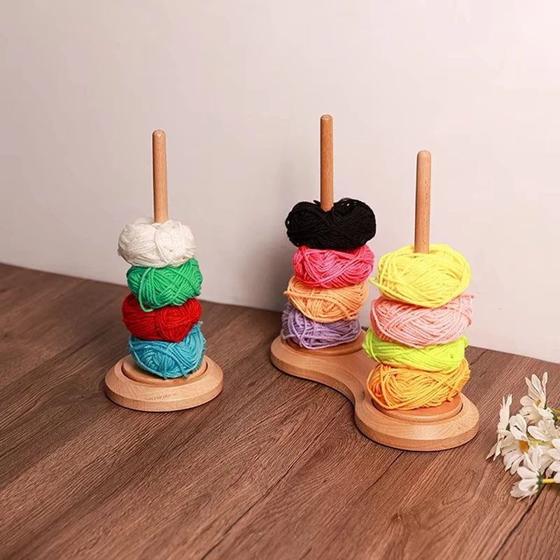 Rotatable Wooden Yarn Holder & Thread Spool Rack | Crochet Yarn Holder Rack QXL