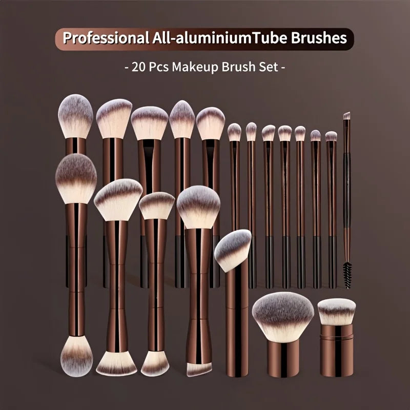 20-Pc Long Handle Makeup Brush Set | Soft Synthetic Bristles Makeup Brush Set QXL