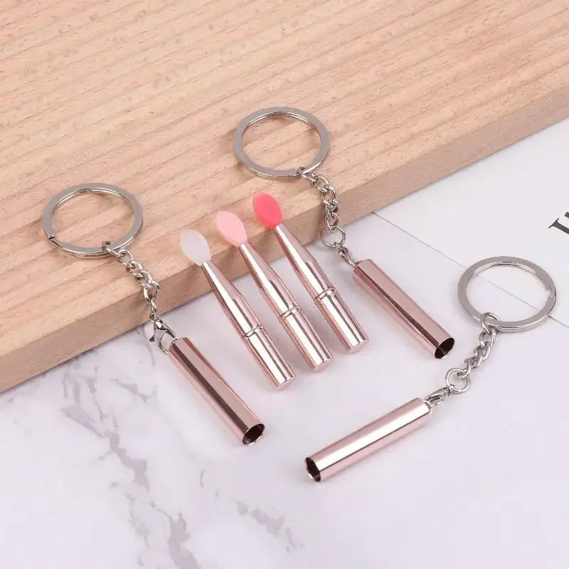 Silicone Lip Brush with Cover & Keychain | Portable Travel Silicone Lip Brush QXL
