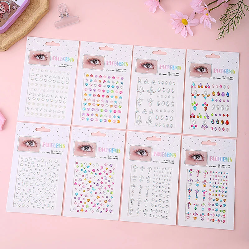 Face & Body Crystal Gem Stickers | Festival Rhinestone Glam Face & Body Gem Stickers QXL