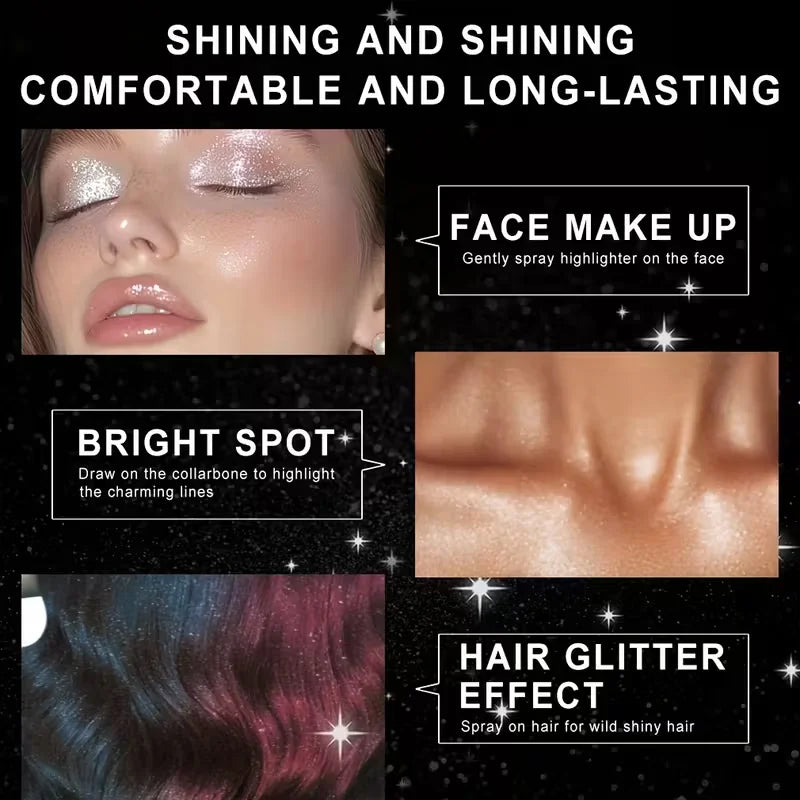 60ml Silver Hair & Body Glitter Spray | Long-Lasting Shimmer Body Glitter Spray QXL