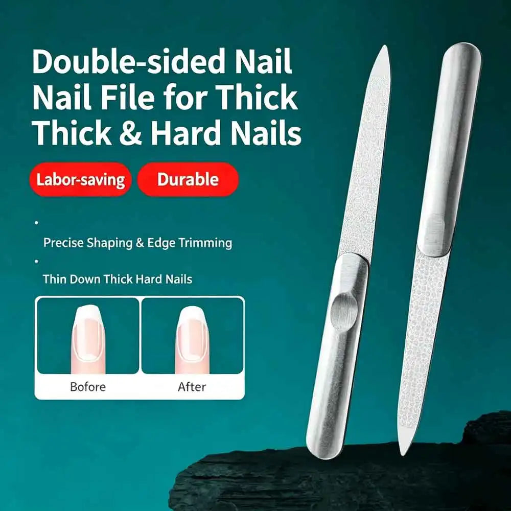 Double-Sided Stainless Steel Nail File | Manicure Buffer Nail File QXL