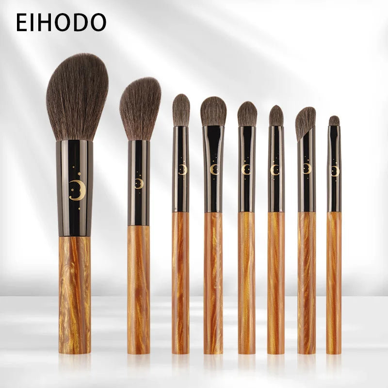 EIHODO Star Moon 8-Piece Makeup Brush Set | Goat & Horse Hair Makeup Brush Set QXL