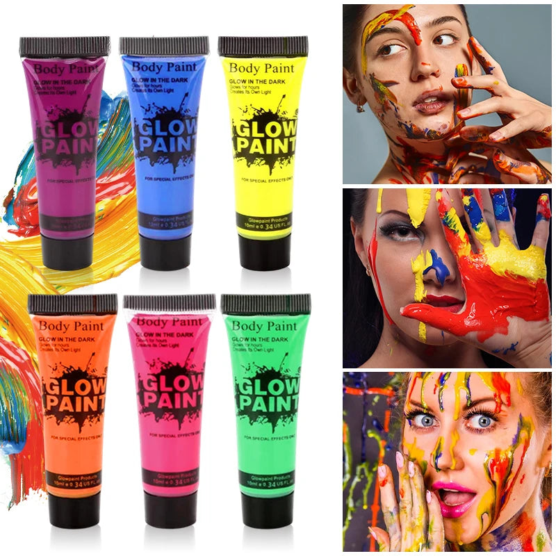 VERONNI UV Neon Body Paint | 8-Color Glow in the Dark Set UV Body Paint Set QXL