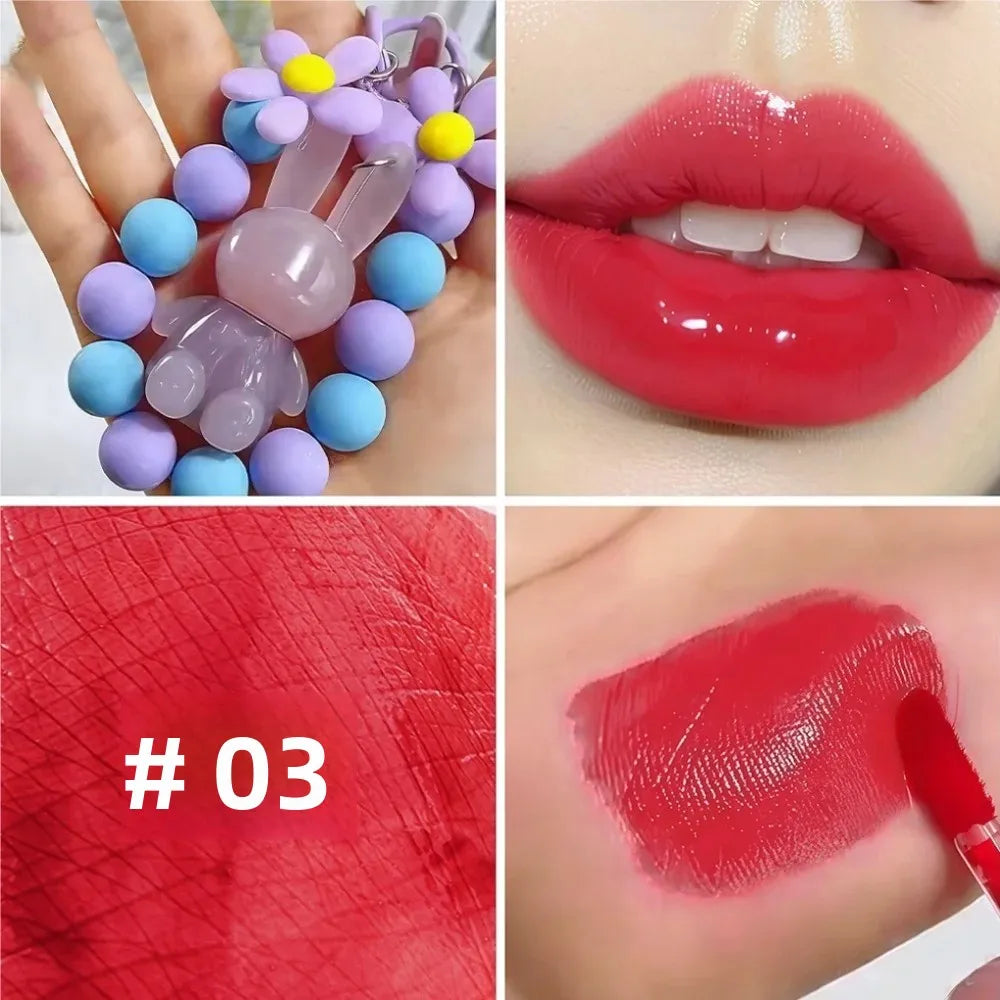 SAM SUGAR Rabbit Keychain Lip Gloss – Mirror Glaze & Moisturizing Keychain Lip Gloss QXL