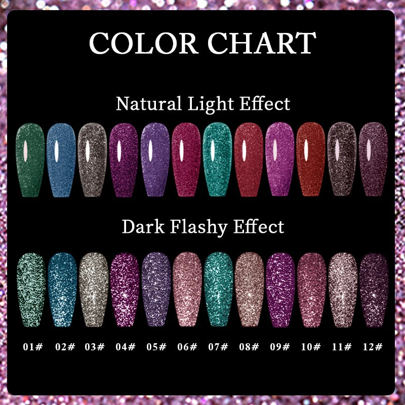 VERONNI 10ml Glitter Thermal Gel Polish | UV/LED Color-Changing Gel Nail Polish QXL