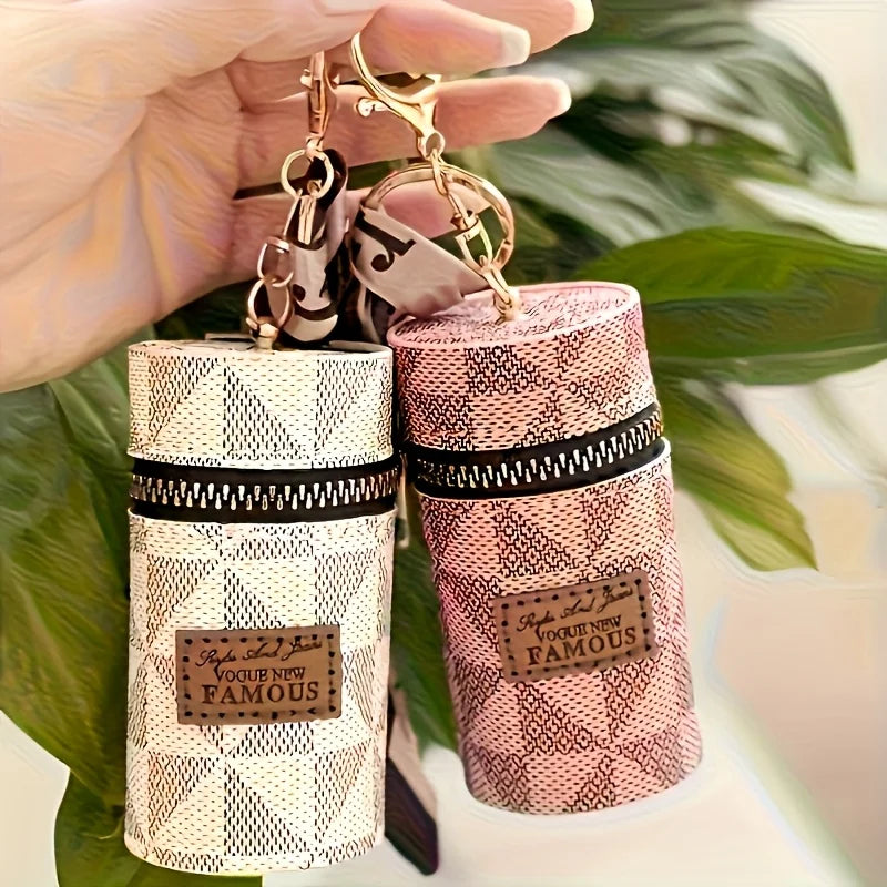 Retro Cylinder Coin Purse & Lipstick Holder | Zipper Wallet Coin Purse Pouch QXL