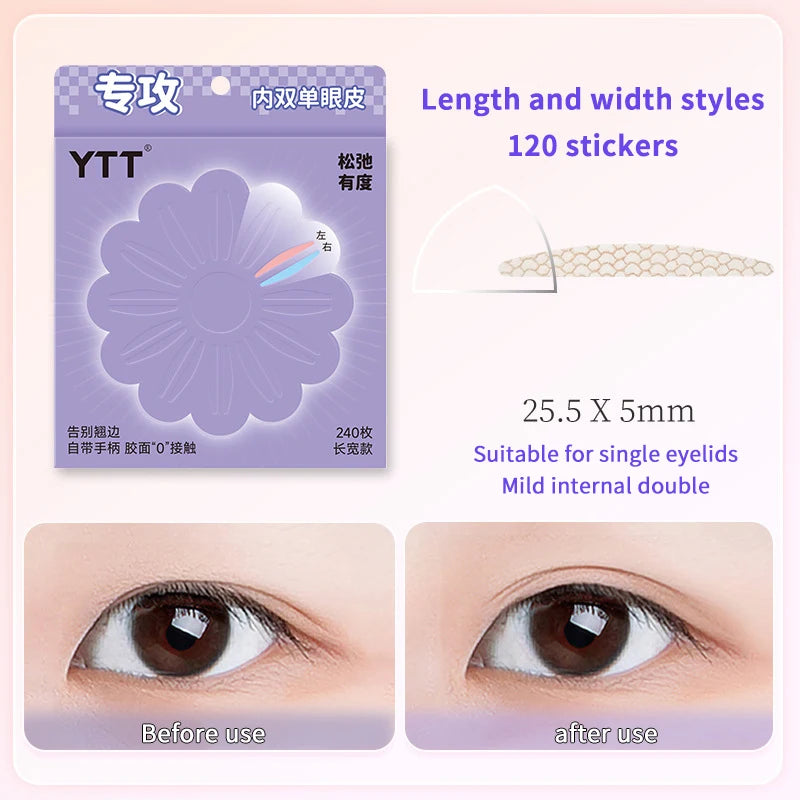 240-Pack Invisible Double Eyelid Tape Strips | Clear & Natural Eyelid Shaping Tape QXL Purple