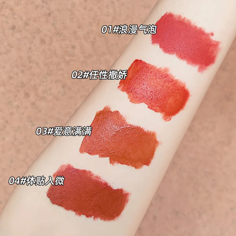 CACE 4-Pc Matte Liquid Lip Gloss Set + Silver Necklace Gift Liquid Lip Gloss Set QXL