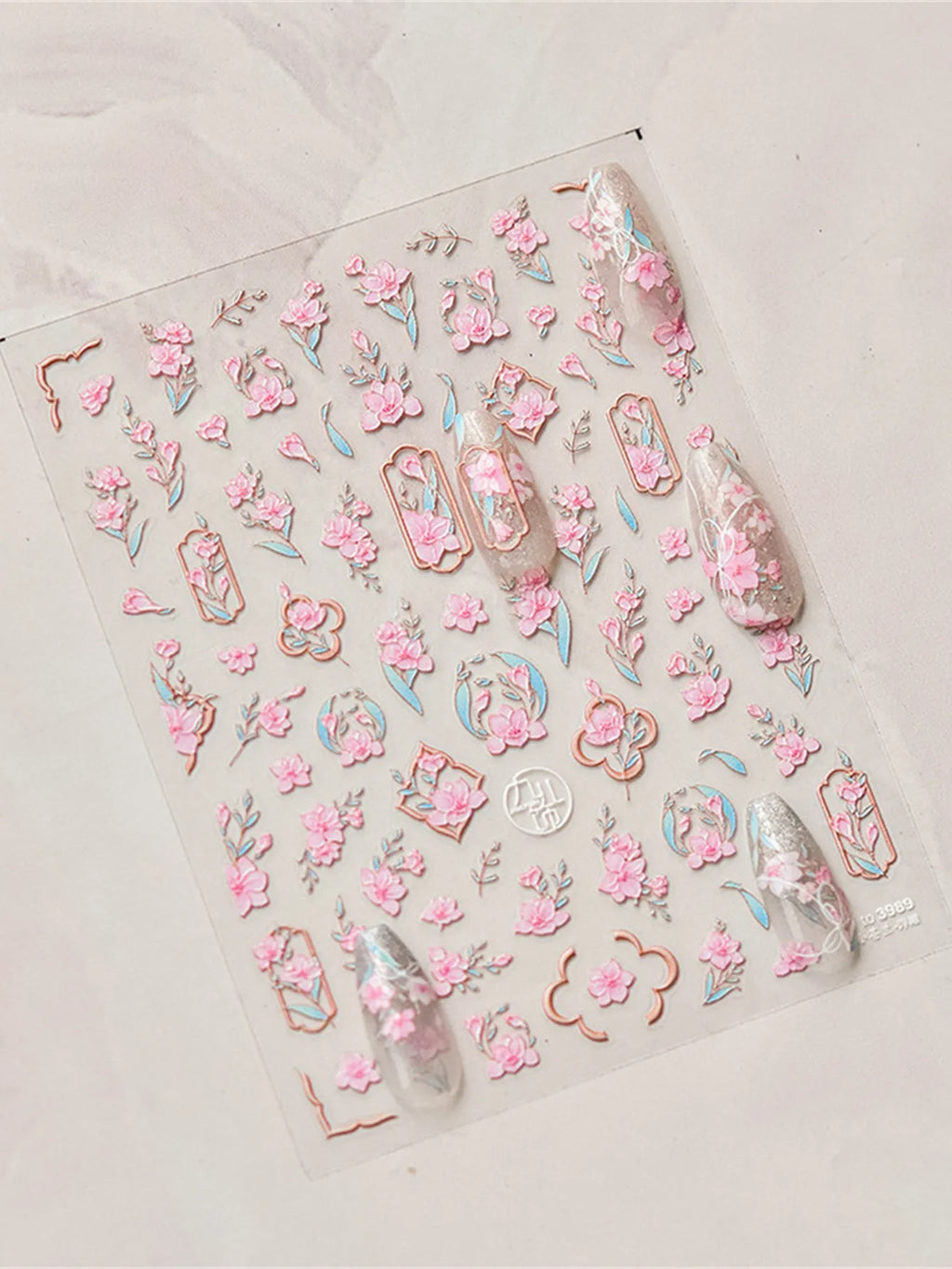 5D Embossed Flower Nail Stickers – Peony Tulip Floral Decals Nail Art Stickers QXL