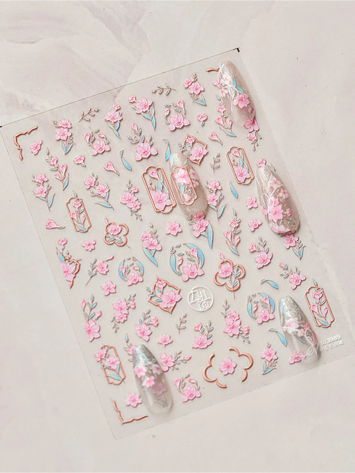5D Embossed Flower Nail Stickers – Peony Tulip Floral Decals Nail Art Stickers QXL