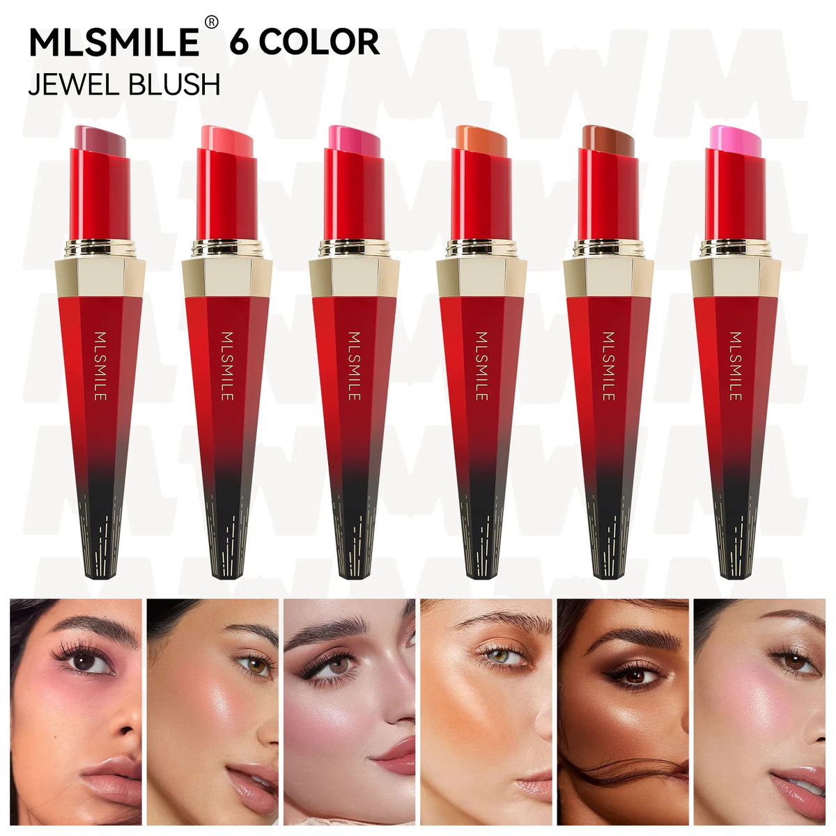 MLSMILE Cream Blush Stick Set with Brush | Shimmer Blusher Cream Blush Set QXL