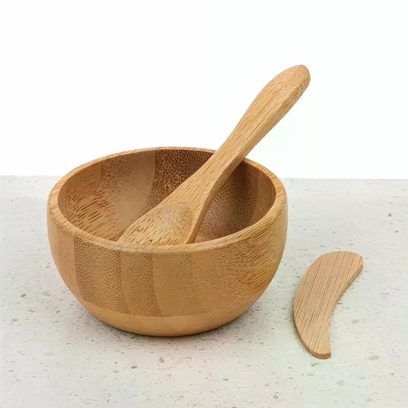 Bamboo DIY Face Mask Mixing Bowl Set – Spoon & Stick Kit Face Mask Tool Set QXL
