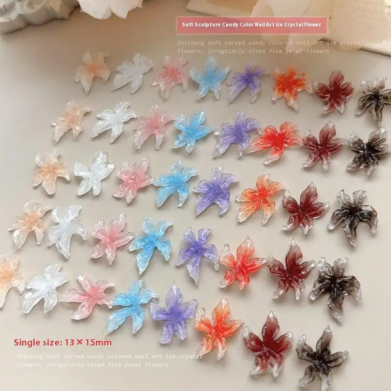 30-Pack 3D Lily Flower Nail Art Charms | Resin DIY Décor Nail Art Charms QXL