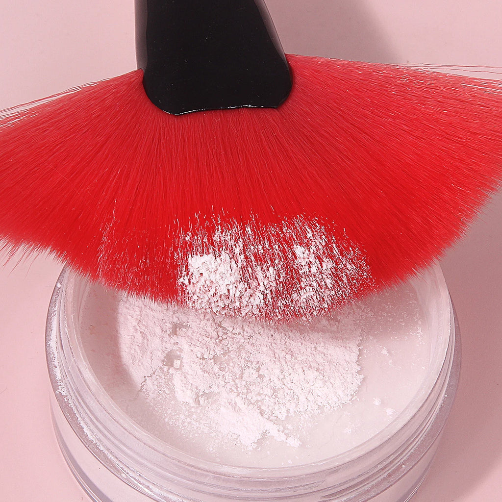 KOSSHOW Large Fan Powder Brush | Wooden Handle – White Fan Powder Brush QXL