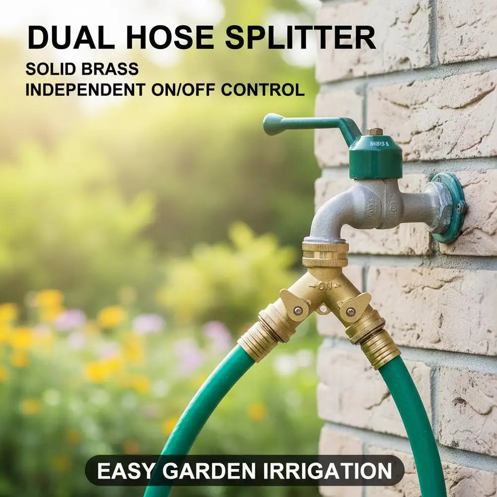 Y-Shape Garden Hose Splitter 3/4" | Dual Valve Zinc Alloy Garden Hose Splitter QXL