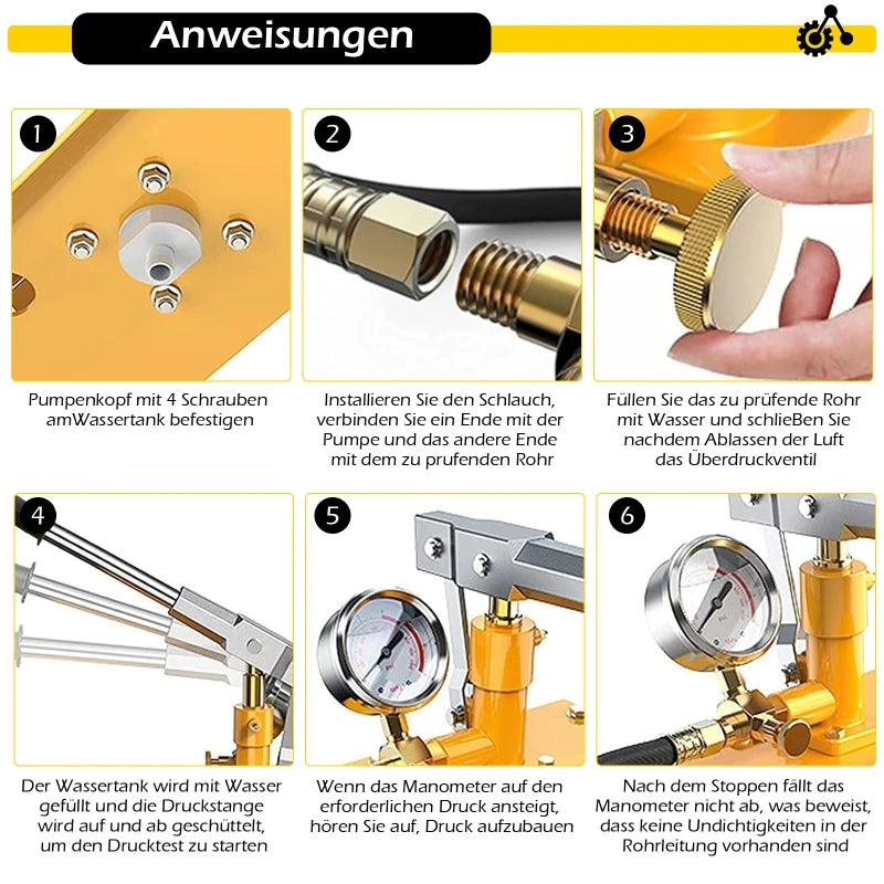 5L Manual Hydraulic Pressure Test Pump | 16 Bar, 1/2" Hose Hydraulic Test Pump QXL