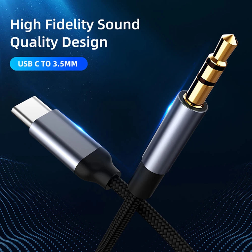 USB-C to 3.5mm AUX Audio Adapter Cable with DAC USB-C Audio Adapter QXL