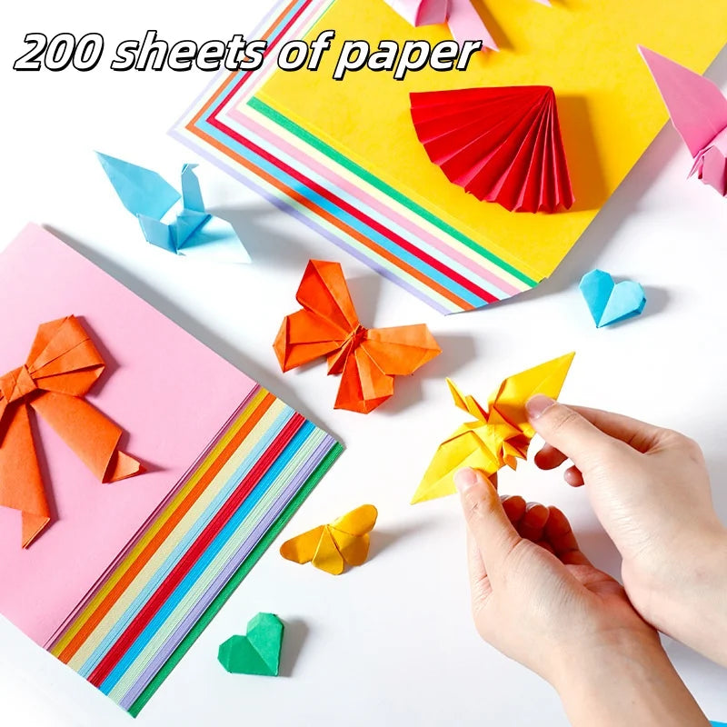200-Piece 10-Color Square Origami Paper Set | Mixed Colors Origami Paper Set QXL