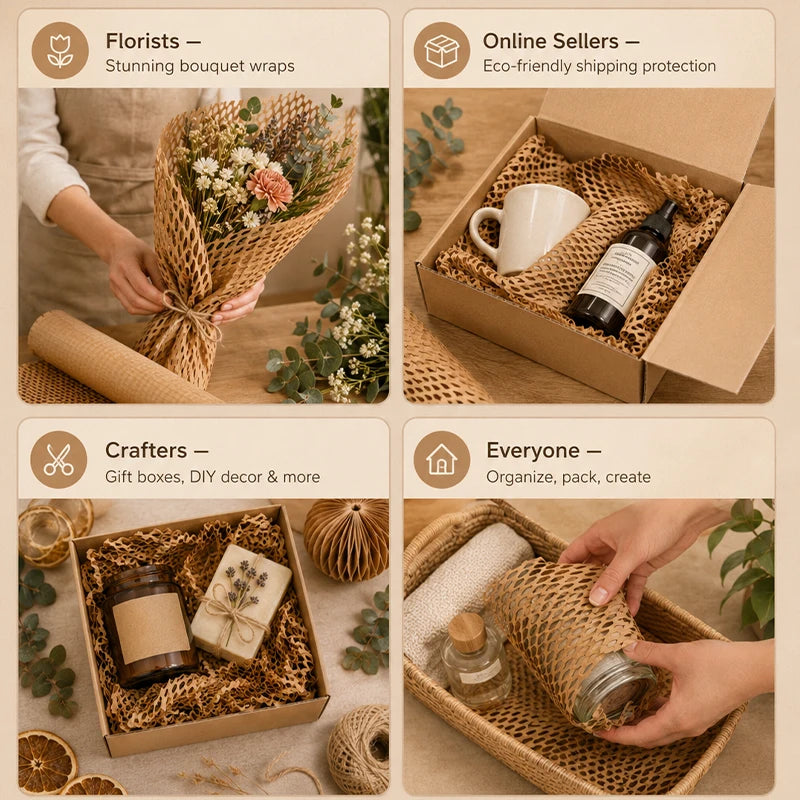 Brown Honeycomb Packaging Paper Roll | Eco Cushioning Wrap Cushioning Wrap Roll QXL