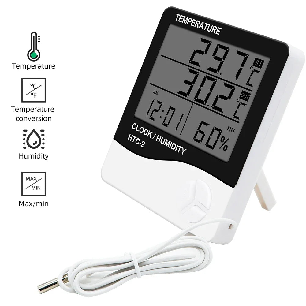 LCD Hygrometer Thermometer HTC-1 HTC-2 | Digital Weather Station Hygrometer Thermometer QXL
