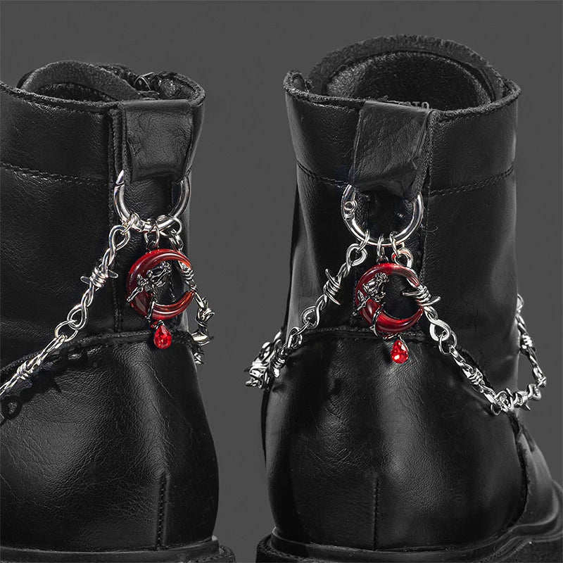 Gothic Punk Double Thorn Shoe Chain | Detachable DIY Decor Shoe Decor Chain QXL