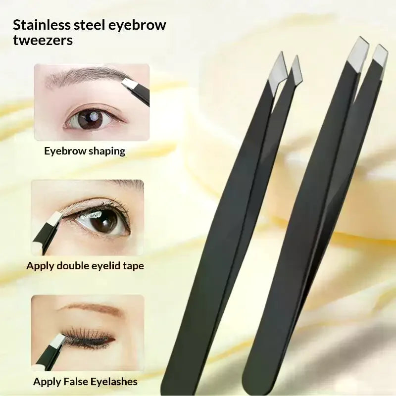 YOVIP 4-Pack Slant Tip Stainless Steel Eyebrow Tweezers Set Eyebrow Tweezers Set QXL Default Title