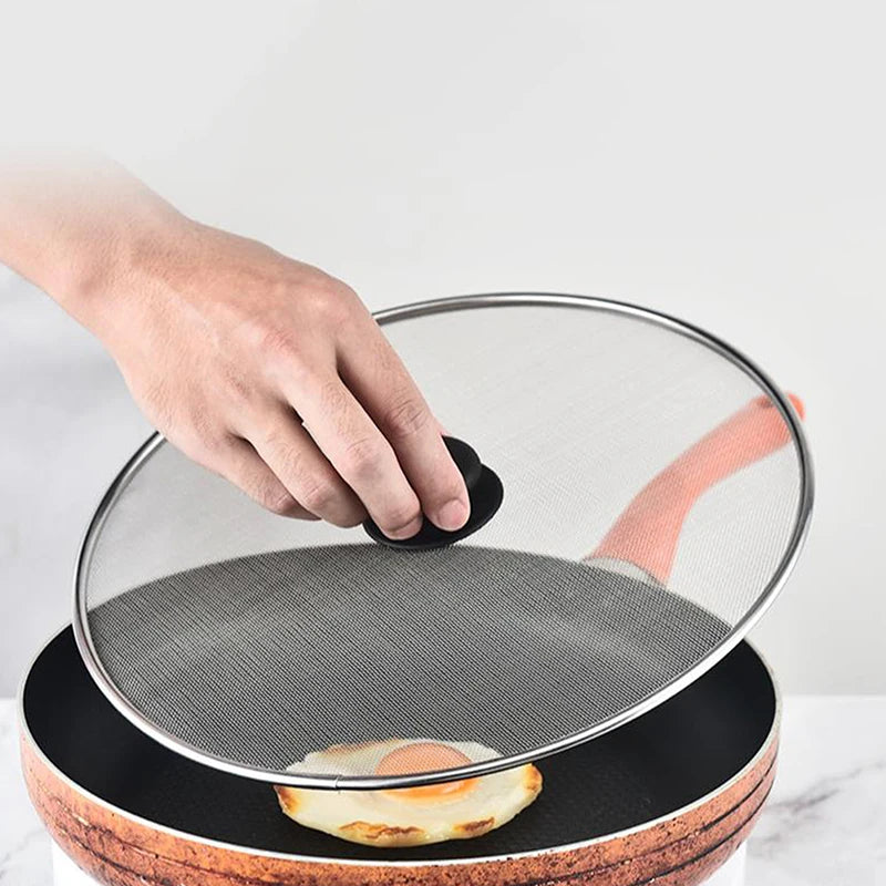 Black Fine Mesh Splatter Screen | Frying Pan Oil Guard Splatter Screen QXL