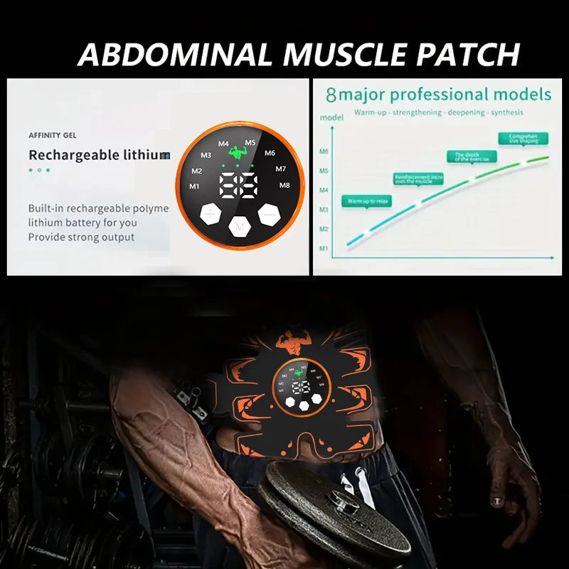 EMS Abs Trainer & Abdominal Belt | Rechargeable Muscle Stimulator EMS Muscle Stimulator QXL