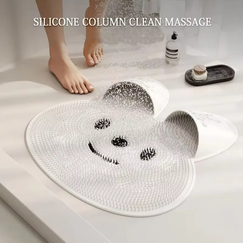 Rabbit Shower Foot Scrubber & Massage Mat | Back Scrubber Foot Scrubber Mat QXL