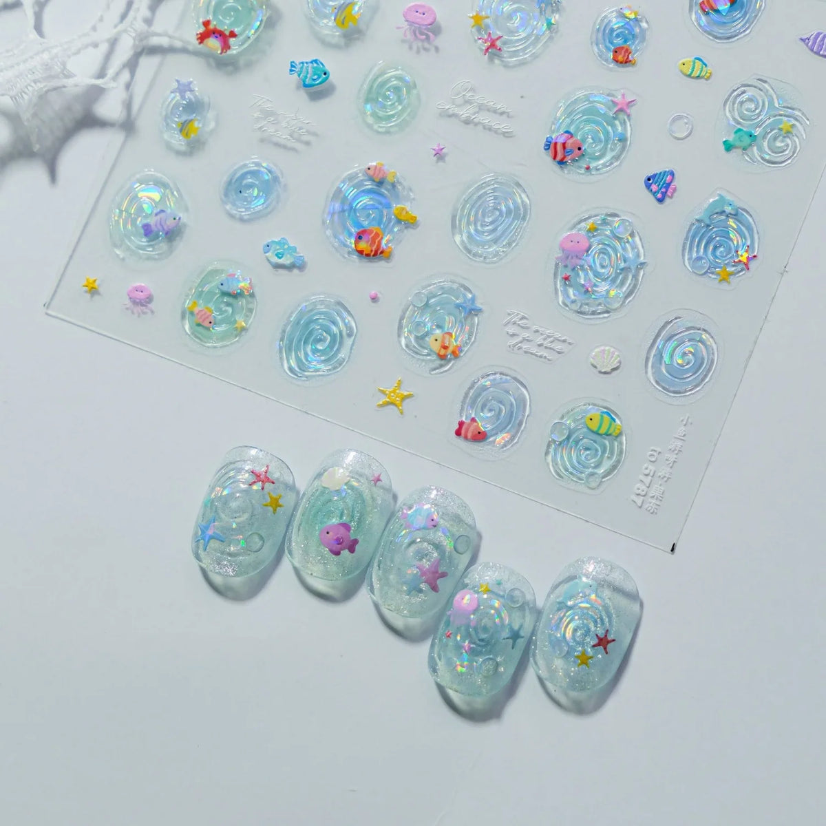 5D Ocean Nail Stickers – Fish, Starfish & Octopus Decals Nail Art Stickers QXL