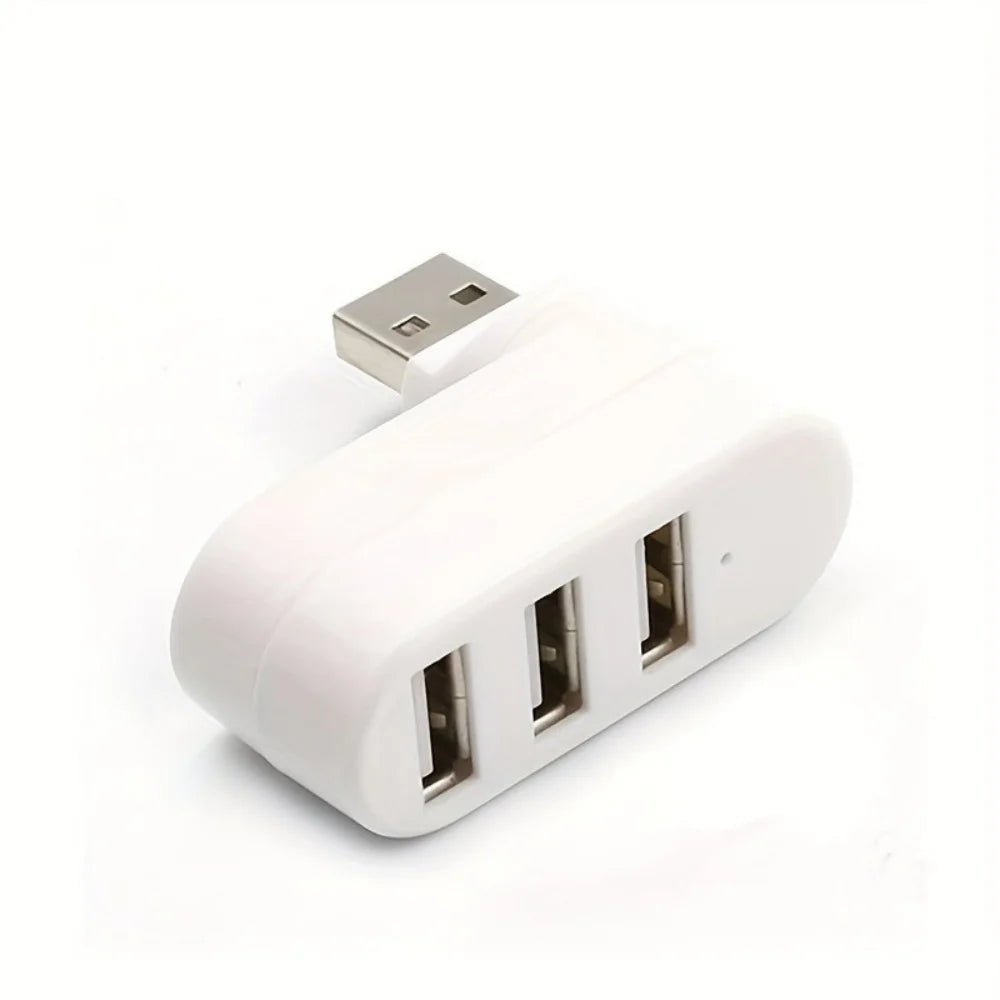 USB 2.0 Hub 3-Port 180° Rotatable Splitter Adapter | Plug & Play USB Hub QXL WHITE