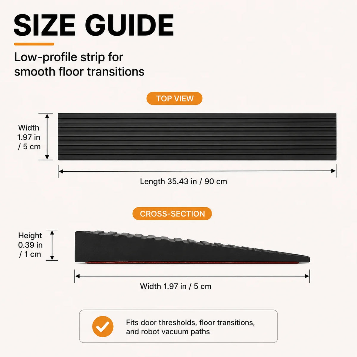 Self-Adhesive Threshold Ramp Strip | PVC Non-Slip 90cm Threshold Ramp Strip QXL