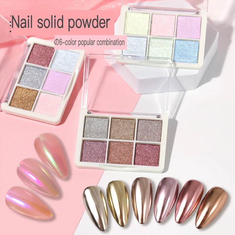 6-Color Solid Magic Mirror Nail Powder | Aurora Chrome Set Mirror Nail Powder QXL