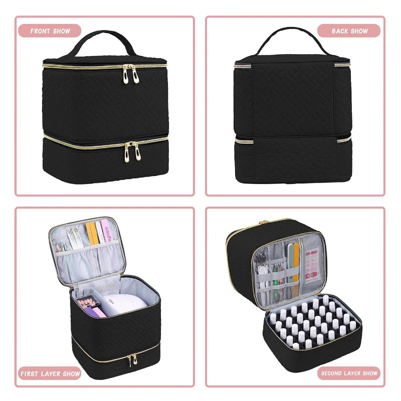30-Compartment Double Layer Nail Polish & Cosmetic Storage Bag Nail Polish Storage Bag QXL