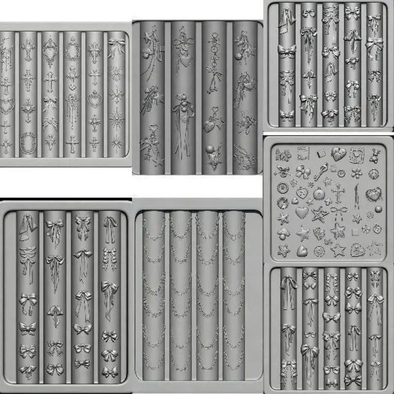 3D Bow Lace Chain Silicone Nail Mold | DIY Resin Charms Silicone Nail Mold QXL